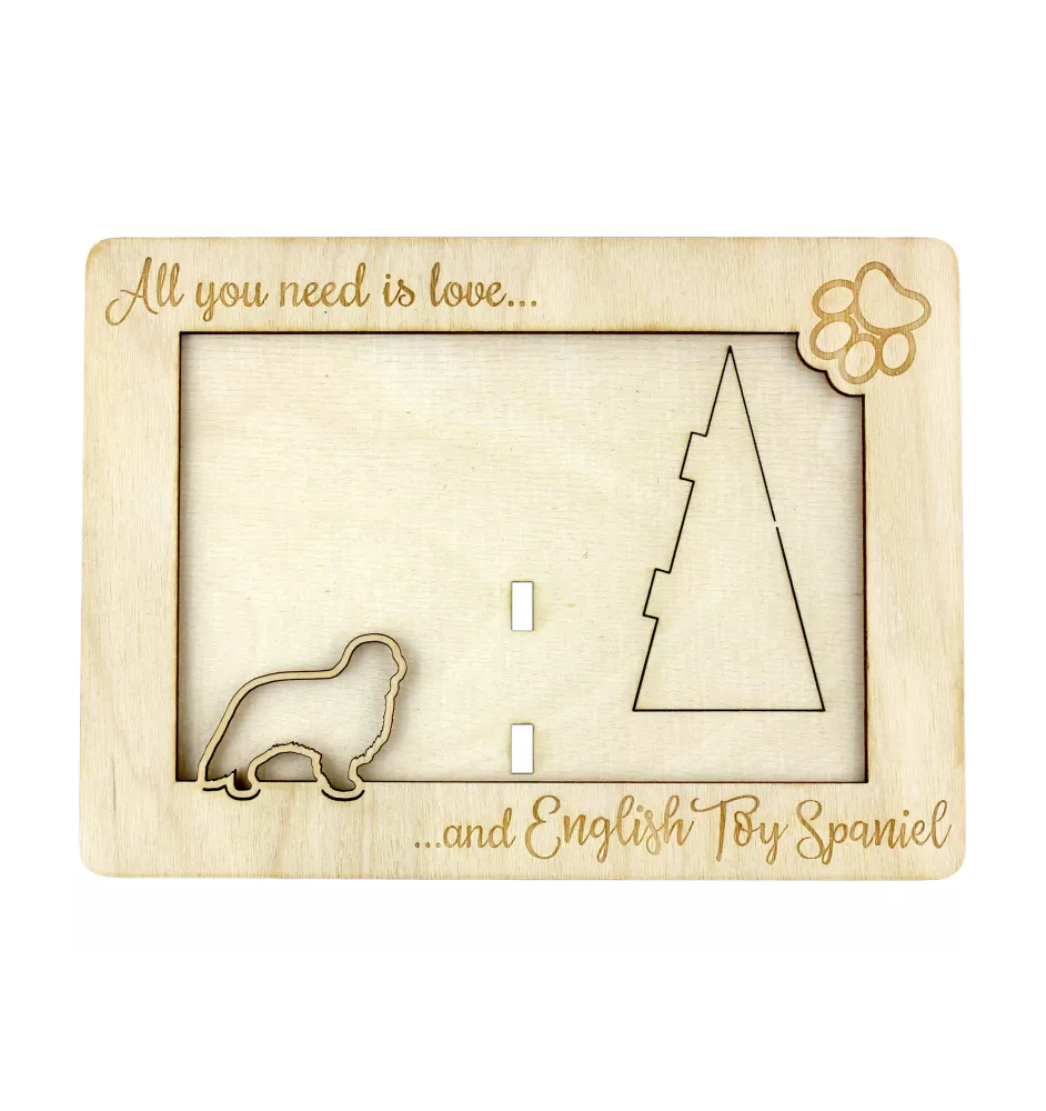 Epagneul King Charles, King Charles Spaniel - Cadre photo, cadre en bois gravé, un joli gadget pour l'amoureux des chiens par Art-Dog