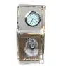 Keeshond, Spitz Loup,  - montre en cristal avec photo, photo de chien dans un cristal, horloge de bureau personnalisée de la marque Art-Dog