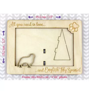 King Charles Spaniel, English Toy Spaniel - Fotorahmen, gravierter Holzrahmen, ein schönes Gadget für den Hundeliebhaber von Art-Dog