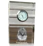Keeshond, Spitz Loup,  - une horloge en verre avec une photo, une photo de chien dans un cristal, une horloge de bureau personnalisée de la marque Art-Dog