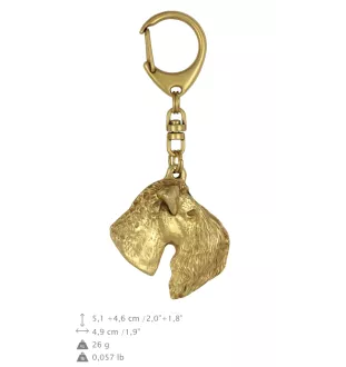 Kerry Blue Terrier, Irish Blue Terrier - Gilded key ring with dog, handbag decoration, luxury accessory by Art-Dog brand