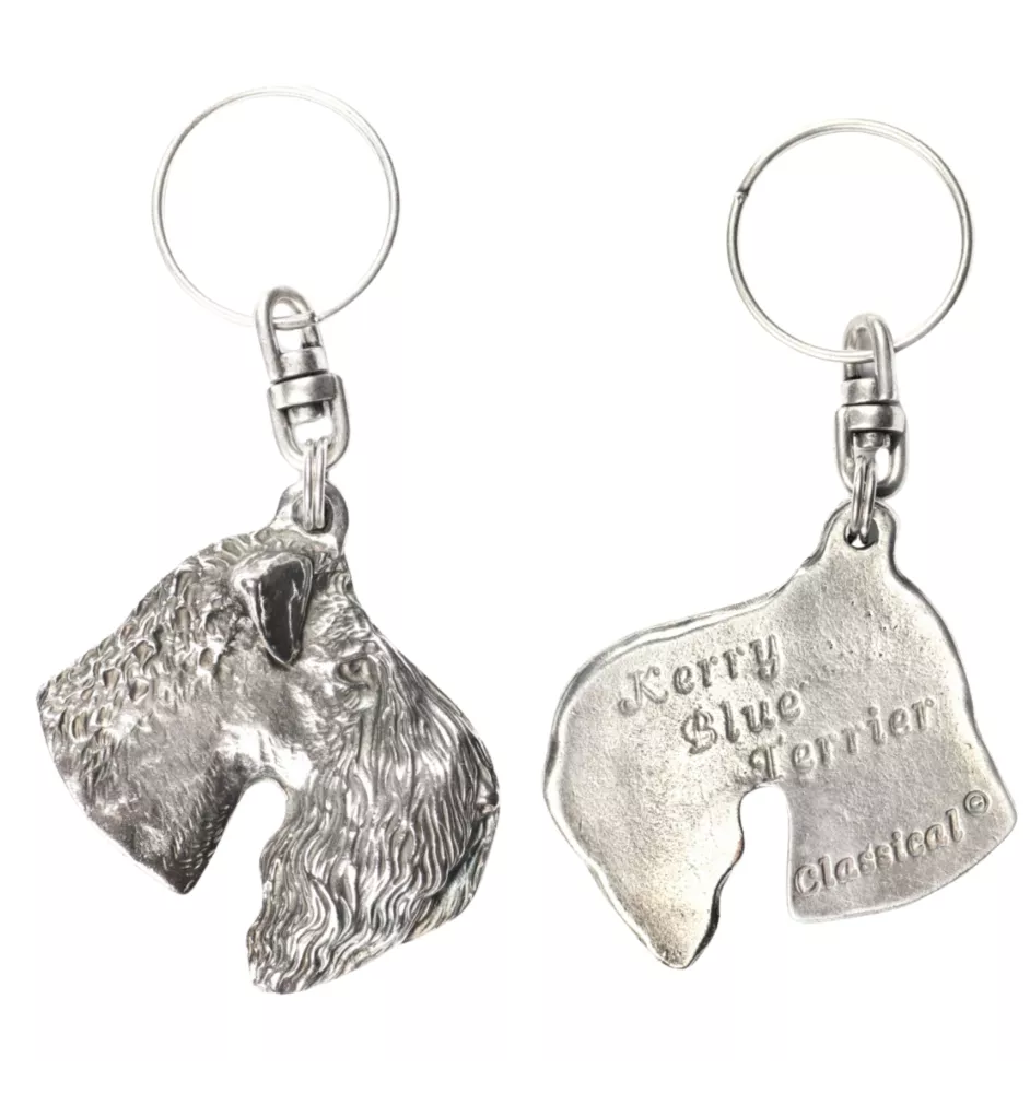 Terrier Kerry Blue - Pendentif argenté avec un chien dans une boîte décorative, décoration de sac à main, pendentif de sac à dos par la marque Art-Dog