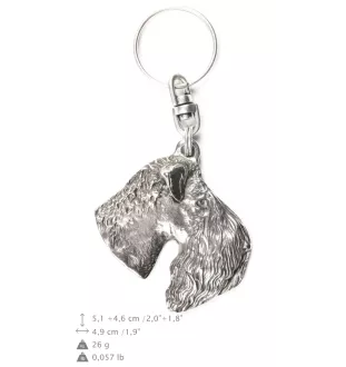 Kerry Blue Terrier, Irish Blue Terrier - Silver-plated pendant with a dog in a decorative box, handbag decoration, backpack pendant by Art-Dog brand