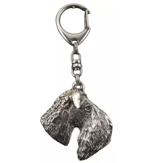 Terrier Kerry Blue - Porte-clés argenté avec un chien dans une boîte cadeau, décoration de sac à main, pendentif de sac à dos par la marque Art-Dog