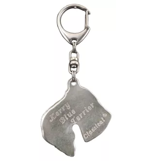 Kerry Blue Terrier, Irish Blue Terrier - Silver-plated key ring with a dog in a gift box, handbag decoration, backpack pendant by Art-Dog brand