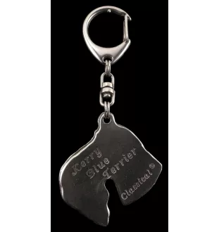Kerry Blue Terrier, Irish Blue Terrier - Silver-plated key ring with a dog in a gift box, handbag decoration, backpack pendant by Art-Dog brand