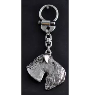 Terrier Kerry Blue - Porte-clés argenté avec un chien dans une boîte cadeau, décoration de sac à main, pendentif de sac à dos par la marque Art-Dog