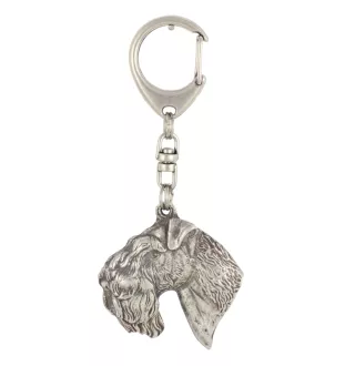 Kerry Blue Terrier, Irish Blue Terrier I - Silver-plated key ring with a dog in a gift box, handbag decoration, backpack pendant by Art-Dog brand