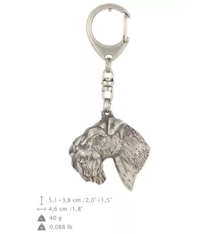Kerry Blue Terrier, Irish Blue Terrier I - Silver-plated key ring with a dog in a gift box, handbag decoration, backpack pendant by Art-Dog brand