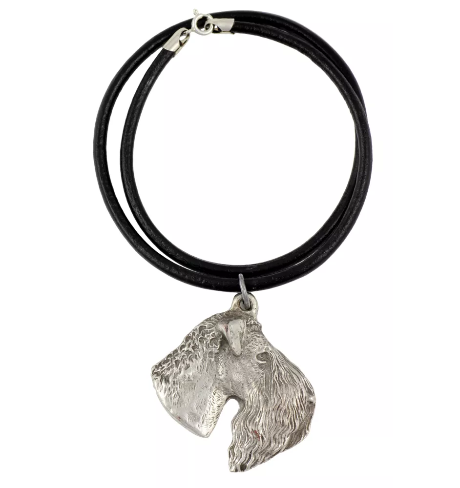 Kerry Blue Terrier, Irish Blue Terrier - Halskette mit Hund, versilberter Anhänger für Hundefans, einzigartiger Schmuck der Marke Art-Dog