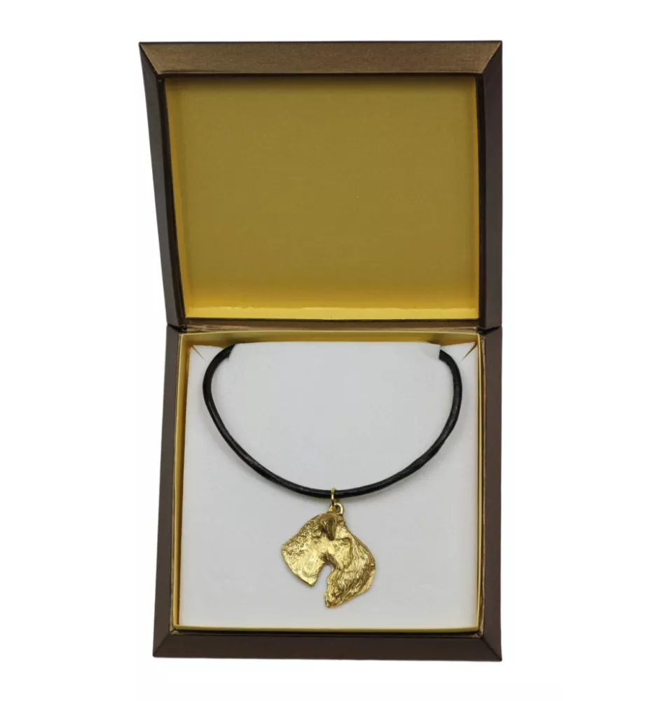 Terrier Kerry Blue - Collier de chien dans une boîte cadeau, pendentif plaqué or pour les fans de chiens, bijoux remarquables par Art-Dog