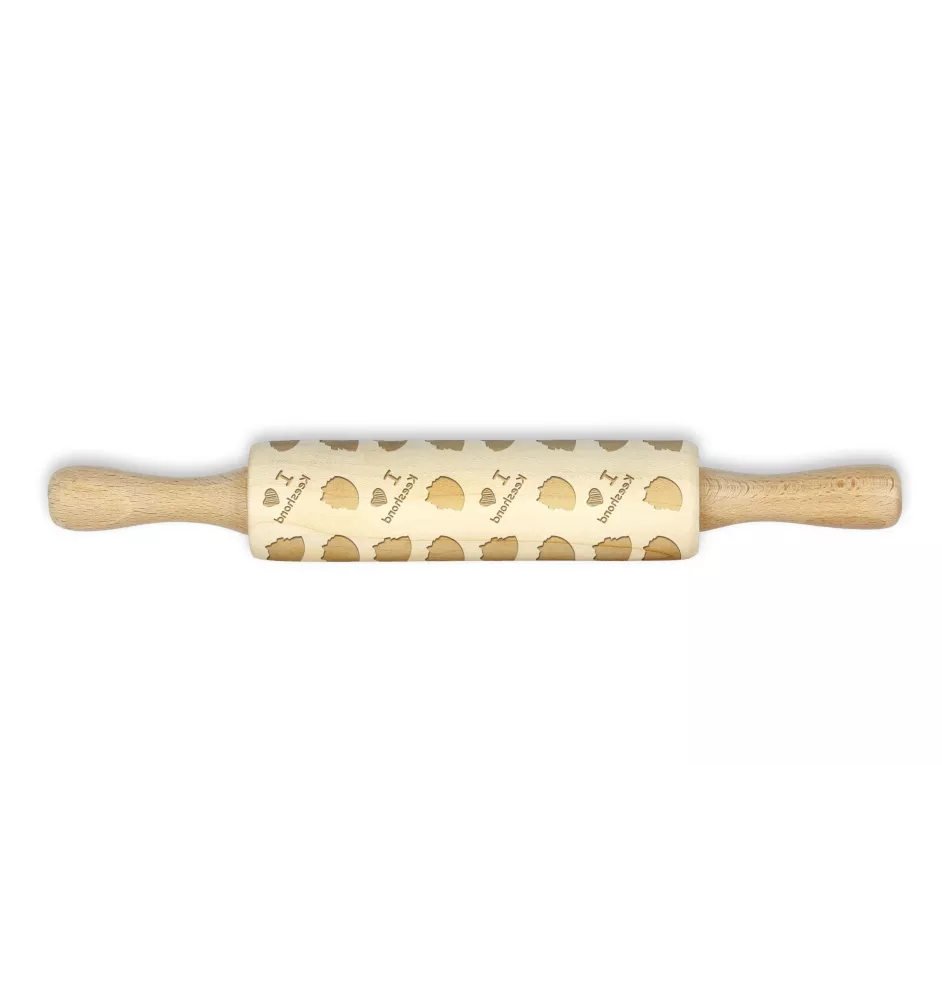 Keeshond, Dutch Barge Dog, Smiling Dutchman, - small rolling pin with a dog pattern, a rolling pin for children's dough, decorating ceramic clay by Art-Dog brand