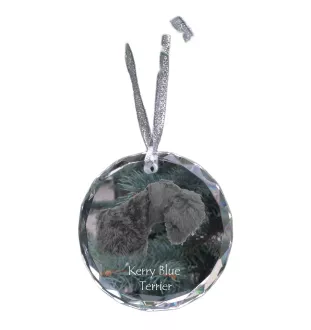 Kerry Blue Terrier, Irish Blue Terrier - crystal bauble with a photo, dog photo in crystal, personalized Christmas tree ornament by Art-Dog brand