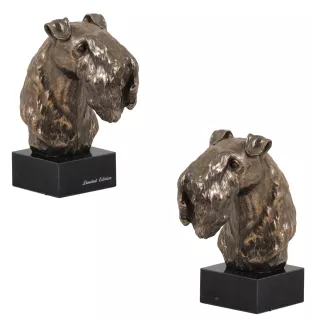 Terrier Kerry Blue - Statue de chien, buste sur socle en pierre, sculpture, trophée pour exposition canine par la marque Art-Dog