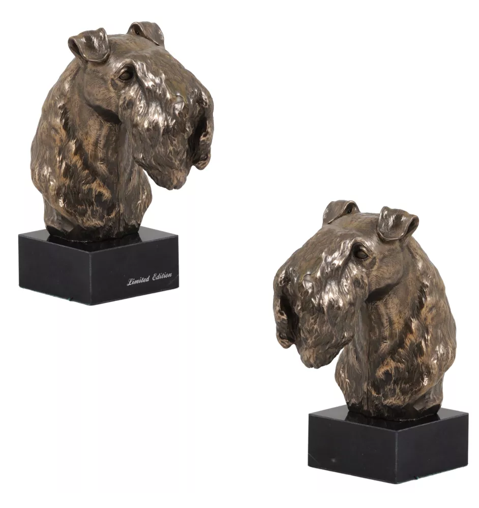 Kerry Blue Terrier, Irish Blue Terrier - Dog statue, bust on stone base, sculpture, trophy for dog show by Art-Dog brand