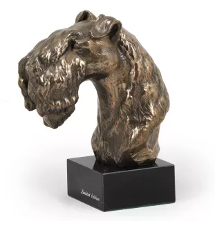 Kerry Blue Terrier, Irish Blue Terrier - Dog statue, bust on stone base, sculpture, trophy for dog show by Art-Dog brand