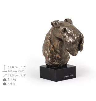 Kerry Blue Terrier, Irish Blue Terrier - Dog statue, bust on stone base, sculpture, trophy for dog show by Art-Dog brand