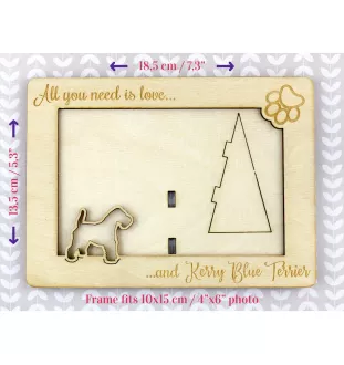 Kerry Blue Terrier, Irish Blue Terrier - Photo frame, engraved wooden frame, a lovely gadget for the dog lover by Art-Dog
