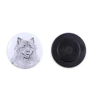 Keeshond, Wolfsspitz, Deutsche Spitze Magnet mit einem Hundepfotenabdruck, außergewöhnlich leicht, starker Magnet, handgefertigtes Produkt der Marke Art-Dog