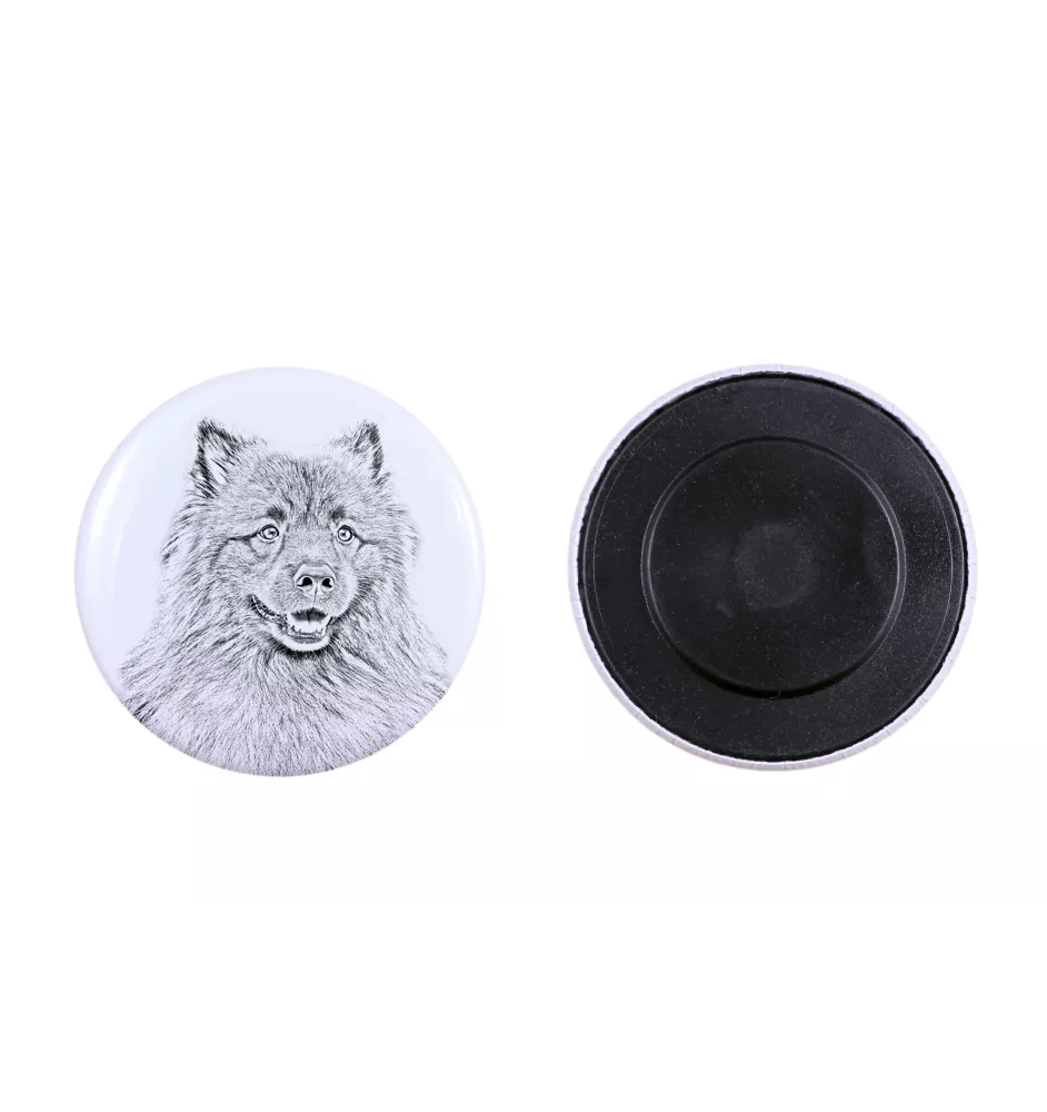 Keeshond, Dutch Barge Dog, Smiling Dutchman, - magnet with a dog's pupil, exceptionally light, strong magnet, handmade product by the Art-Dog brand