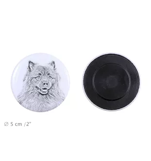Keeshond, Dutch Barge Dog, Smiling Dutchman, - magnet with a dog's pupil, exceptionally light, strong magnet, handmade product by the Art-Dog brand