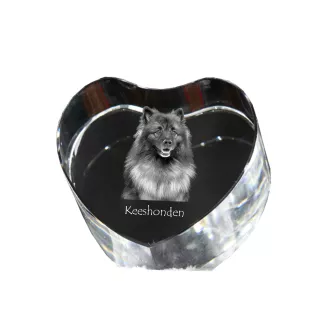 Keeshond, Spitz Loup,  - une photo de chien dans un cristal, un cœur en cristal, un cadre photo exceptionnel de la marque Art-Dog