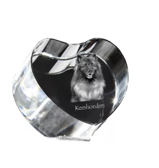 Keeshond, Wolfsspitz, Deutsche Spitze - Hundebild im Kristall, Kristallherz, einzigartiger Bilderrahmen der Marke Art-Dog