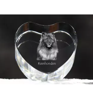 Keeshond, Spitz Loup,  - une photo de chien dans un cristal, un cœur en cristal, un cadre photo exceptionnel de la marque Art-Dog
