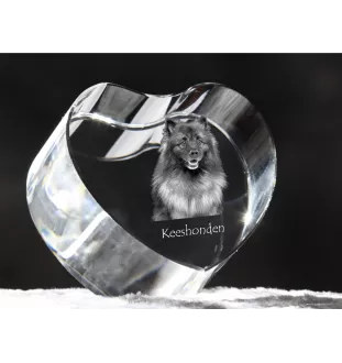 Keeshond, Wolfsspitz, Deutsche Spitze - Hundebild im Kristall, Kristallherz, einzigartiger Bilderrahmen der Marke Art-Dog
