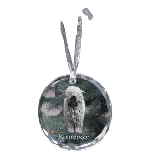 Komondor - boule de Noël en cristal avec une photo, photo de chien dans le cristal, décoration personnalisée pour sapin de Noël de la marque Art-Dog