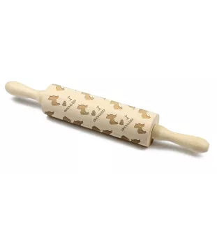 Keeshond, Dutch Barge Dog, Smiling Dutchman, - rolling pin for dough with a dog, patterned rolling pin for ceramics, a gift for a cook from the Art-Dog brand