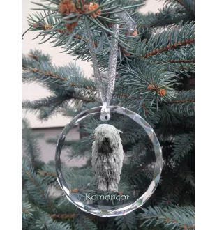 Komondor - boule de Noël en cristal avec une photo, photo de chien dans le cristal, décoration personnalisée pour sapin de Noël de la marque Art-Dog