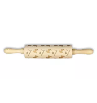 Keeshond, Dutch Barge Dog, Smiling Dutchman, - rolling pin for dough with a dog, patterned rolling pin for ceramics, a gift for a cook from the Art-Dog brand