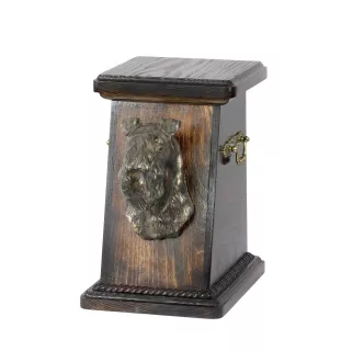 Kerry Blue Terrier, Irish Blue Terrier eine Ascheurne für Hunde, eine elegante Urne mit einer Statue, eine Gedenkurne mit dem Porträt eines Hundes von der Marke Art-Dog