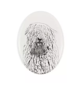 Komondor, Hungarian sheepdog, Mop Dog - commemorative plaque with a photo of a dog, tombstone with a print, personalized oval plaque from the Art-Dog brand