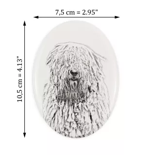 Komondor, Hungarian sheepdog, Mop Dog - commemorative plaque with a photo of a dog, tombstone with a print, personalized oval plaque from the Art-Dog brand