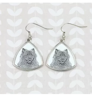 Keeshond, Spitz Loup,  - boucles d'oreilles avec chien, boucles d'oreilles pendantes avec photo, bijoux personnalisés avec impression de la marque Art-Dog