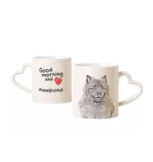 Keeshond, Wolfsspitz, Deutsche Spitze - Tasse mit Hund, entzückende Tasse mit herzförmigem Henkel, universelles Geschenk der Marke Art-Dog