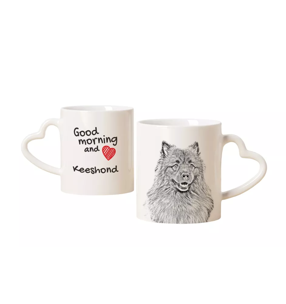 Keeshond, Dutch Barge Dog, Smiling Dutchman, - cup with a dog, adorable cup with a heart-shaped handle, universal gift from the Art-Dog brand