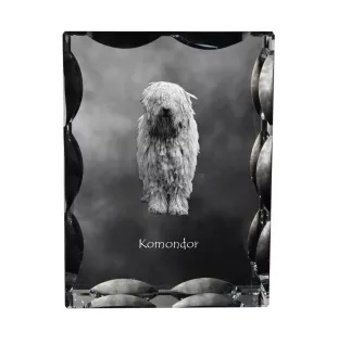 Komondor - cristal avec photo de chien, statuette en verre avec photo, cadre exceptionnel avec photo de la marque Art-Dog