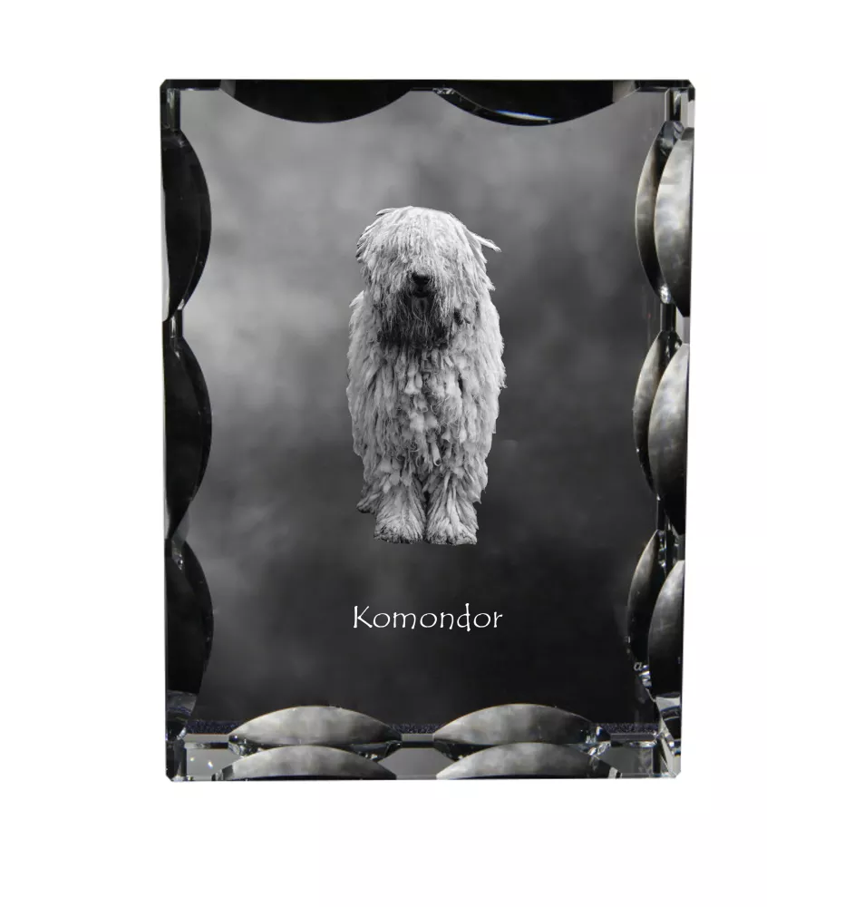 Komondor - cristal avec photo de chien, statuette en verre avec photo, cadre exceptionnel avec photo de la marque Art-Dog