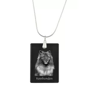 Keeshond, Dutch Barge Dog, Smiling Dutchman, - Crystal pendant with dog, silver necklace with photo, personalised pendant by Art-Dog brand