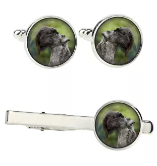 Kerry Blue Terrier, Irish Blue Terrier - cufflinks and tie with your photo, a suit decoration, men's jewelry from the Art-Dog brand.