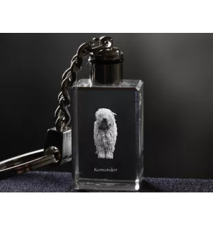 Komondor - Schlüsselanhänger aus Kristall mit Hundefoto, beleuchteter Schlüsselanhänger, einzigartiges Geschenk der Marke Art-Dog