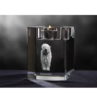 Komondor - Kerzenhalter mit Hundefoto, Teelichthalter aus Kristall, personalisiertes Geschenk der Marke Art-Dog