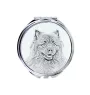 Keeshond, Spitz Loup,  - miroir de poche avec chien, miroir personnalisé pour sac à main, miroir compact avec impression de la marque Art-Dog