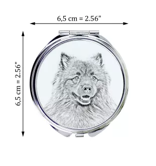 Keeshond, Spitz Loup,  - miroir de poche avec chien, miroir personnalisé pour sac à main, miroir compact avec impression de la marque Art-Dog