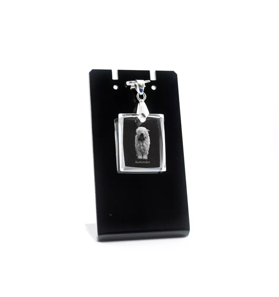 Komondor, Hungarian sheepdog, Mop Dog - Crystal dog pendant, photo necklace, unique jewellery by Art-Dog