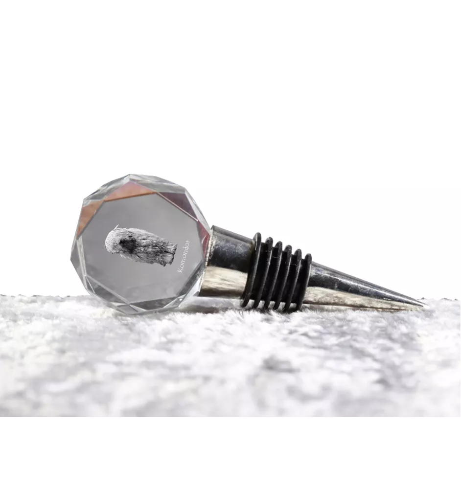 Komondor - Flaschenverschluss, Weinverschluss aus Kristall mit Foto, personalisiertes Geschenk für Barkeeper der Marke Art-Dog