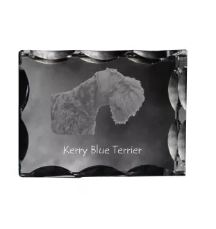 Kerry Blue Terrier, Irish Blue Terrier - Kristall mit einem Hundebild, Glasstatuette mit einem Bild, einzigartiger Bilderrahmen der Marke Art-Dog